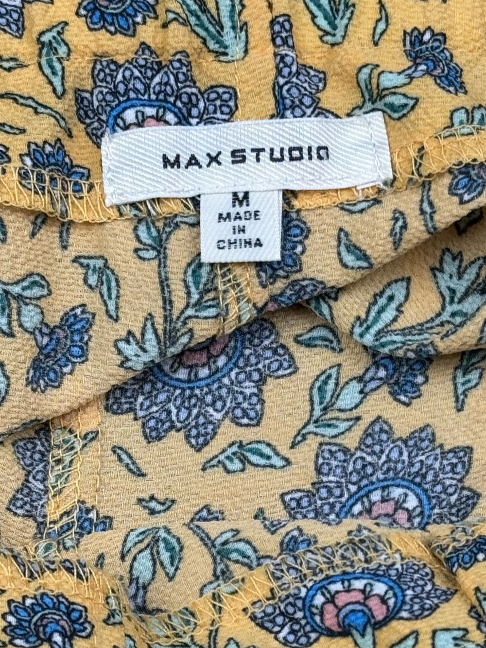 Max Studio Yellow Crepe Floral Tie-Waist High-Rise Shorts - Picture 5 of 8
